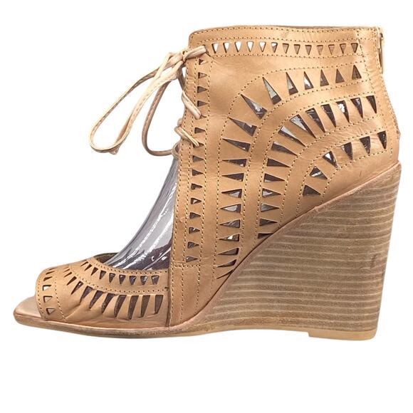 Jeffrey Campbell Women’s Rodillo Tan Leather Wedge Sandal Size US 9.5 - Picture 2 of 12